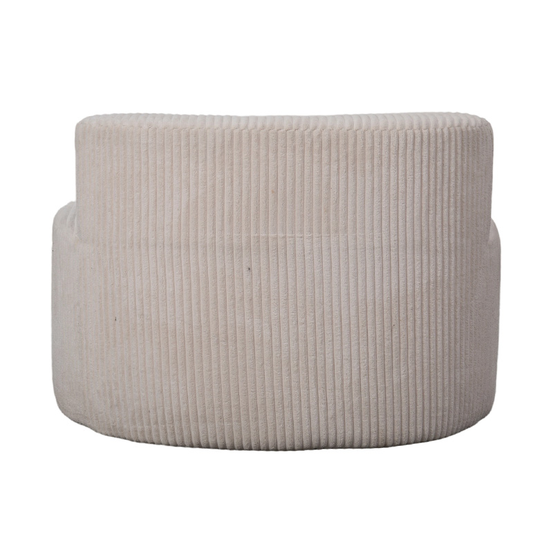 Single Sofa in Light Beige Corduroy with Curved Backrest
