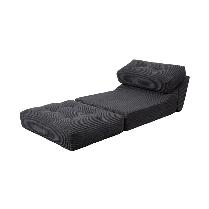 Foldable Multi-Functional Full-Foam Sofa Bed in Dark Gray Corduroy with Ergonomic Backrest
