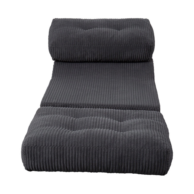 Foldable Multi-Functional Full-Foam Sofa Bed in Dark Gray Corduroy with Ergonomic Backrest