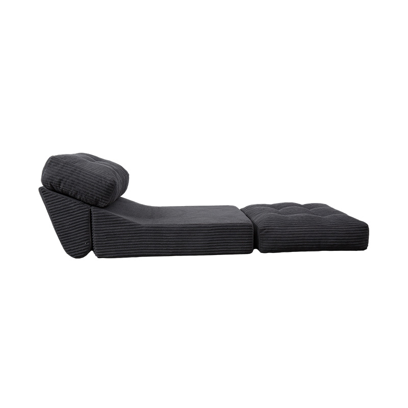 Foldable Multi-Functional Full-Foam Sofa Bed in Dark Gray Corduroy with Ergonomic Backrest