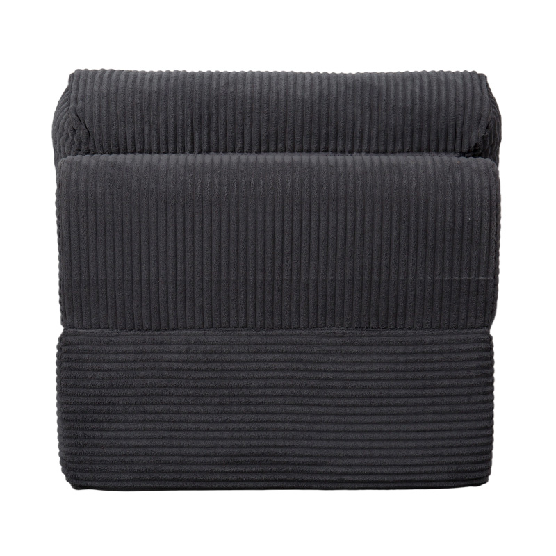 Foldable Multi-Functional Full-Foam Sofa Bed in Dark Gray Corduroy with Ergonomic Backrest