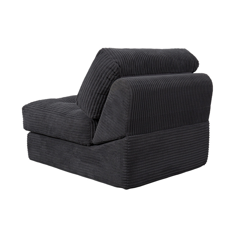 Foldable Multi-Functional Full-Foam Sofa Bed in Dark Gray Corduroy with Ergonomic Backrest