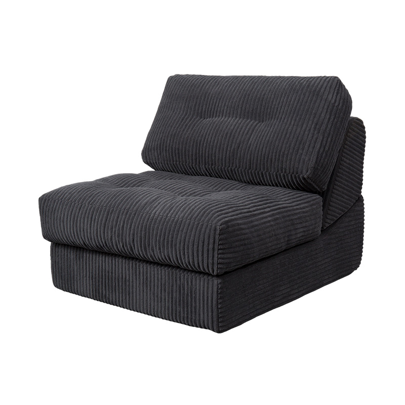 Foldable Multi-Functional Full-Foam Sofa Bed in Dark Gray Corduroy with Ergonomic Backrest