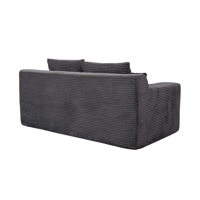 Transformable Modular Sofa Bed in Dark Gray Corduroy with Multiple Cushions