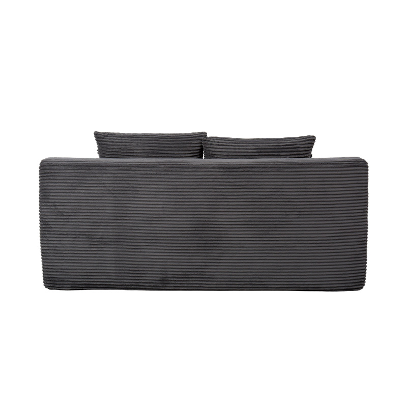Transformable Modular Sofa Bed in Dark Gray Corduroy with Multiple Cushions