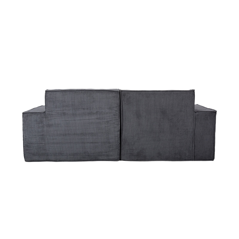 Double Tofu Block Sofa in Dark Gray Corduroy with Wide Armrest Design