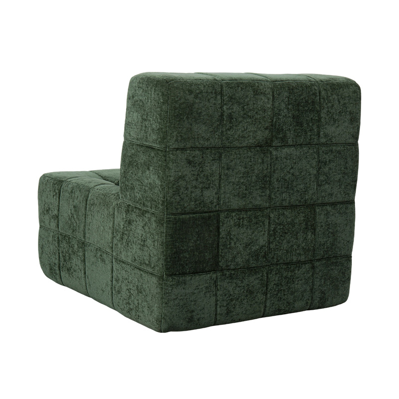Oversized Single Full-Foam Sofa in Emerald Green Corduroy with Block Design