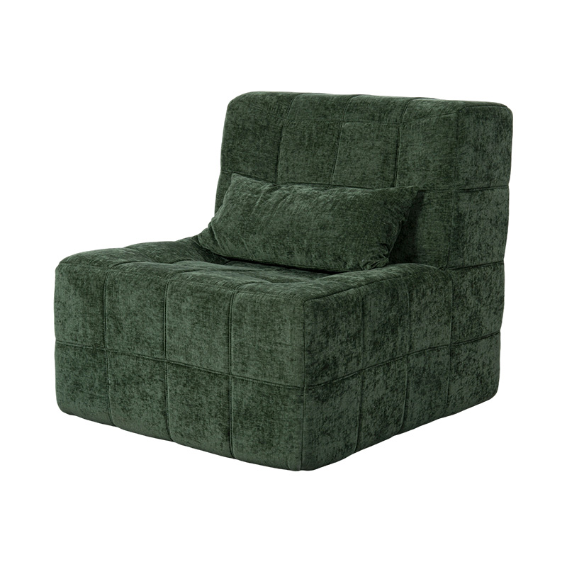Oversized Single Full-Foam Sofa in Emerald Green Corduroy with Block Design