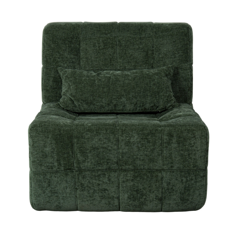 Oversized Single Full-Foam Sofa in Emerald Green Corduroy with Block Design