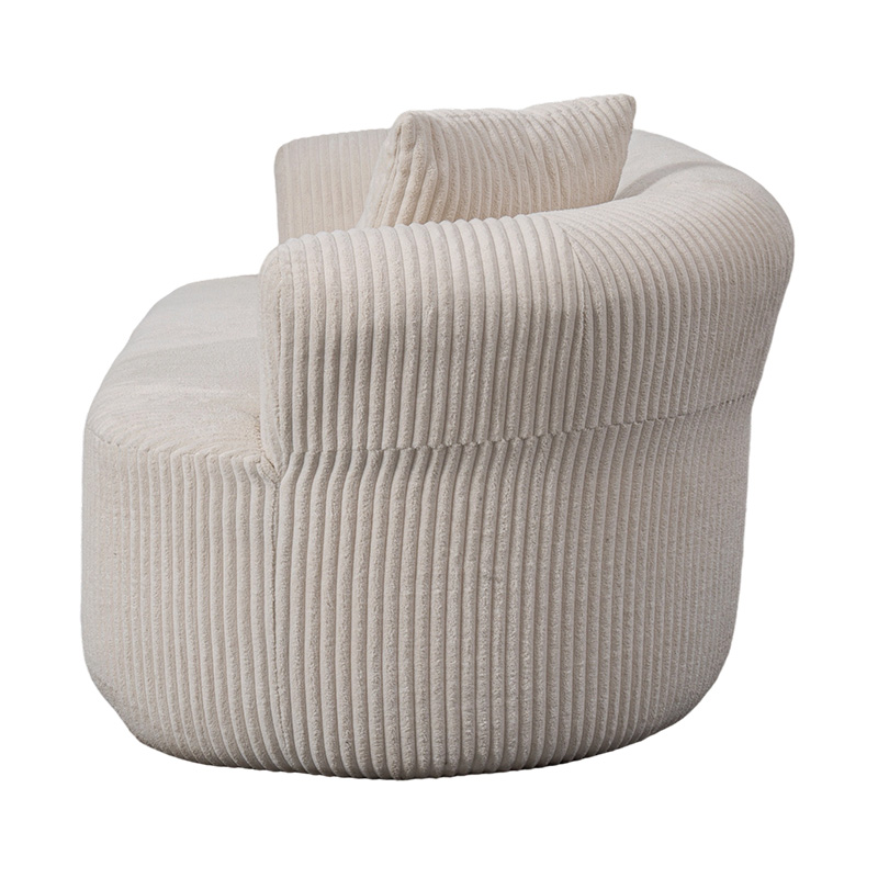 Double Full-Foam Sofa in Off-White Corduroy with Matching Cushions