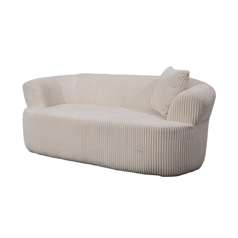 Double Full-Foam Sofa in Off-White Corduroy with Matching Cushions