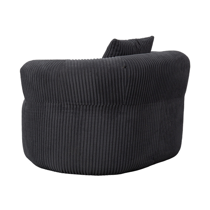 Single Full-Foam Enveloping Sofa in Dark Gray Corduroy with Matching Cushions