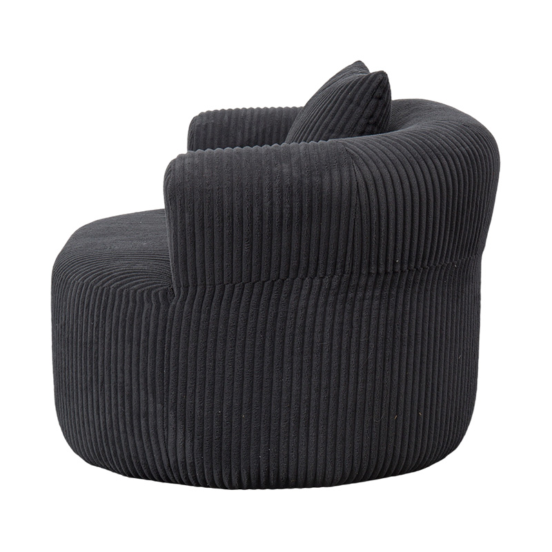 Single Full-Foam Enveloping Sofa in Dark Gray Corduroy with Matching Cushions