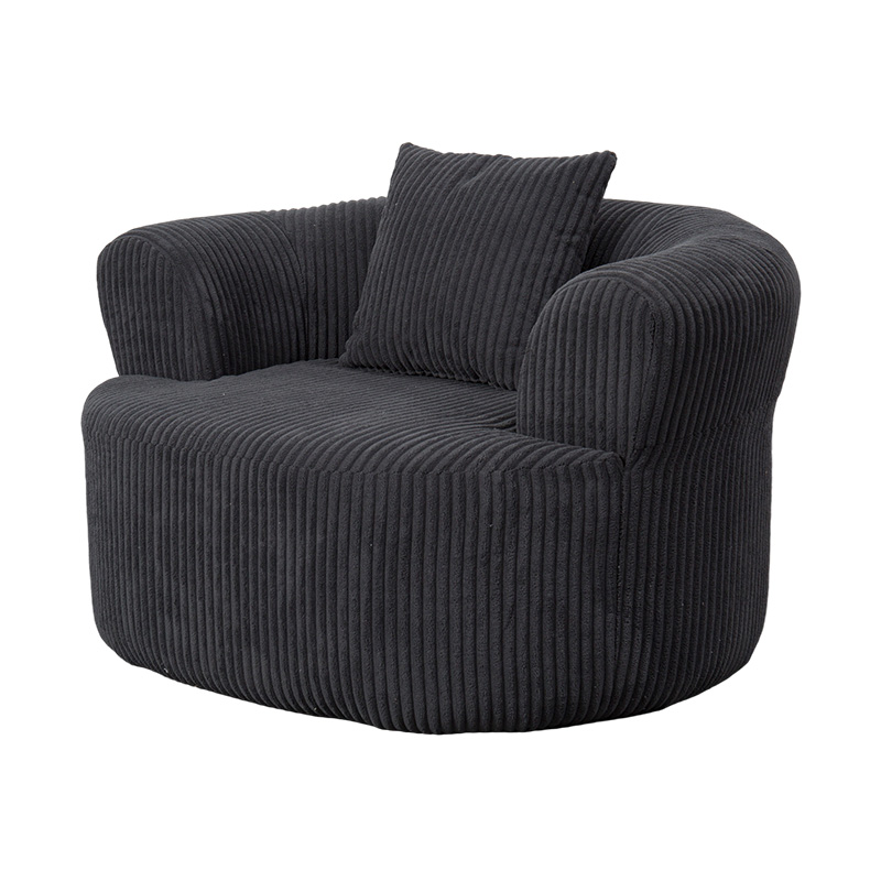 Single Full-Foam Enveloping Sofa in Dark Gray Corduroy with Matching Cushions