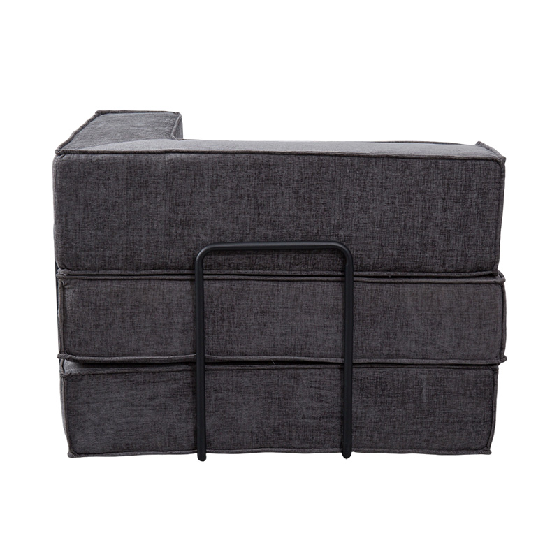 Creative Modular Sofa in Dark Gray Fabric, Freely Combinable and Multi-Functional Full-Foam Design