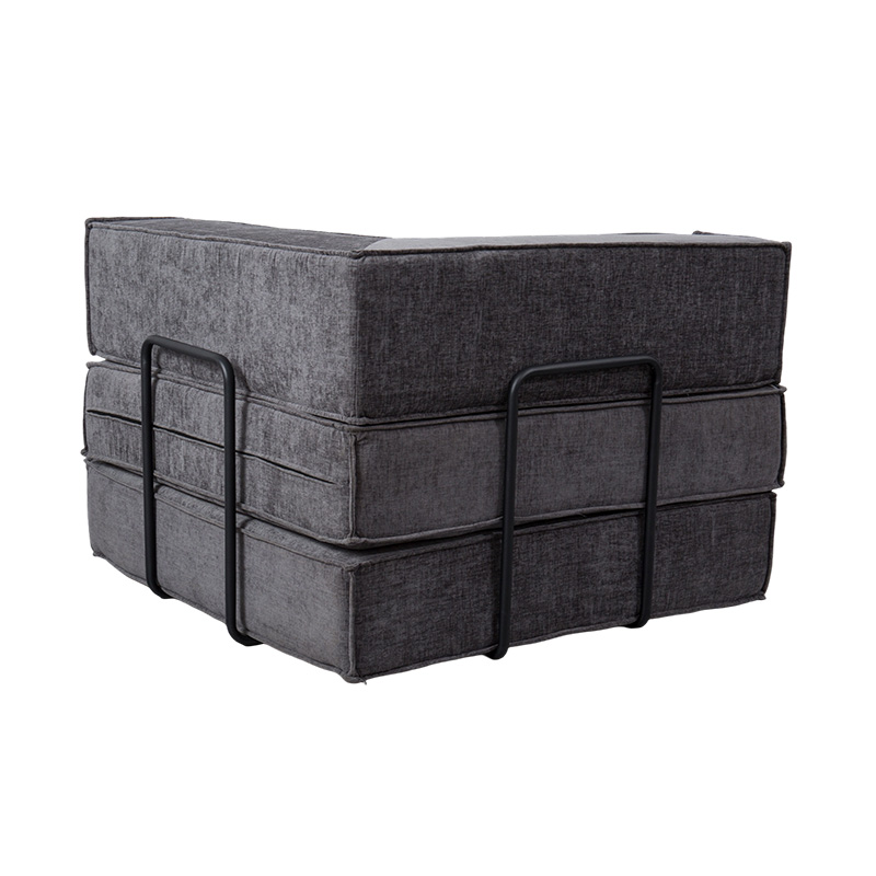 Creative Modular Sofa in Dark Gray Fabric, Freely Combinable and Multi-Functional Full-Foam Design