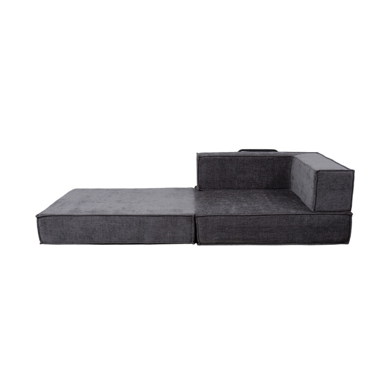 Creative Modular Sofa in Dark Gray Fabric, Freely Combinable and Multi-Functional Full-Foam Design