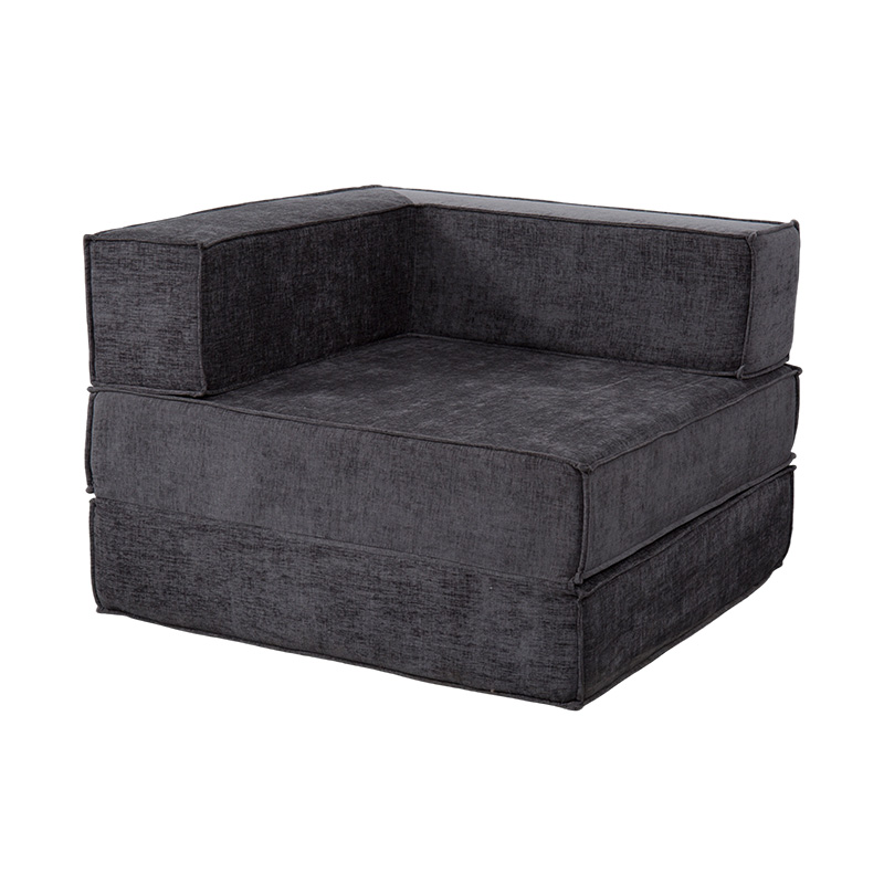 Creative Modular Sofa in Dark Gray Fabric, Freely Combinable and Multi-Functional Full-Foam Design