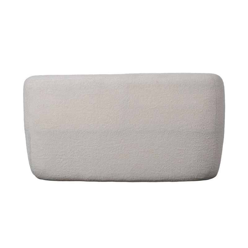 Rounded Double Sofa in Cream Faux Sherpa Fabric for a Cozy Look