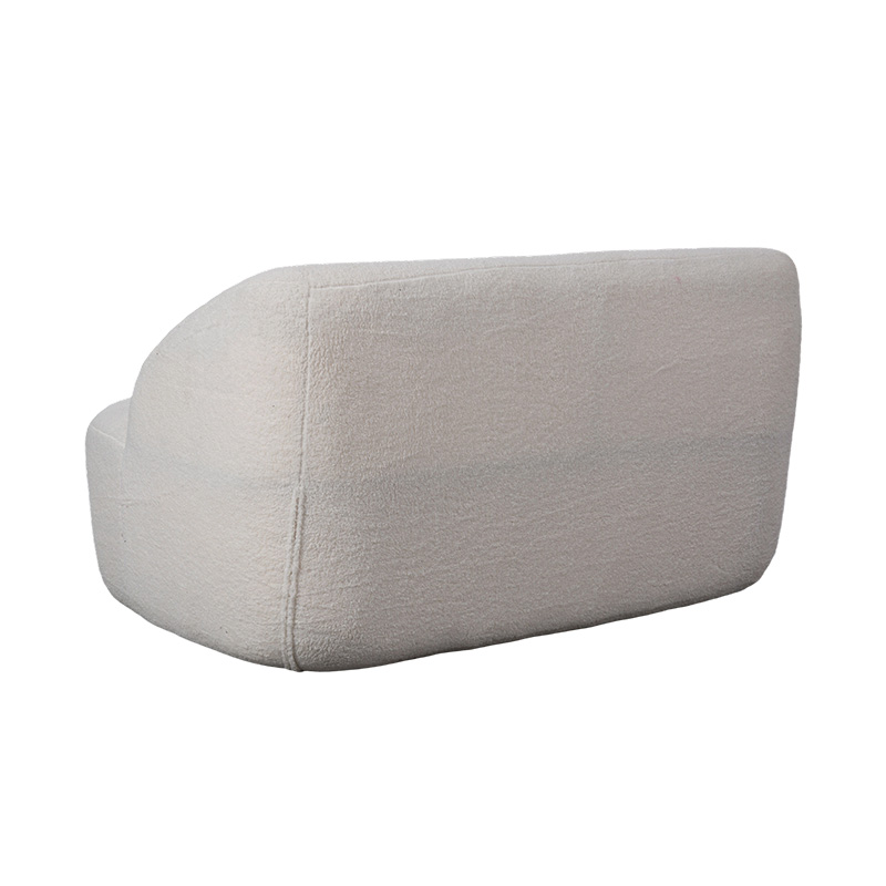Rounded Double Sofa in Cream Faux Sherpa Fabric for a Cozy Look