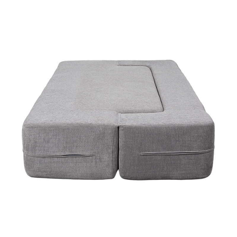 Convertible Multi-Functional Sofa Bed in Light Gray Velvet with Cushions
