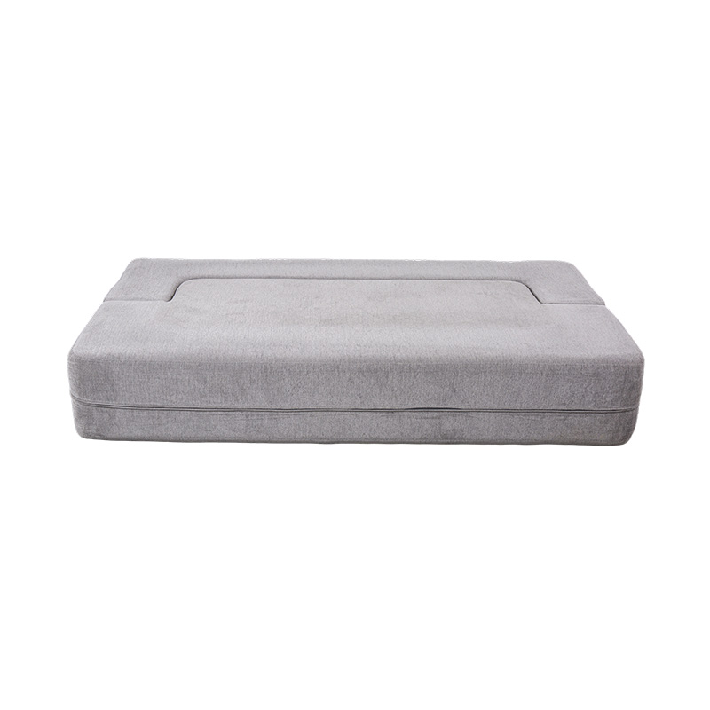 Convertible Multi-Functional Sofa Bed in Light Gray Velvet with Cushions