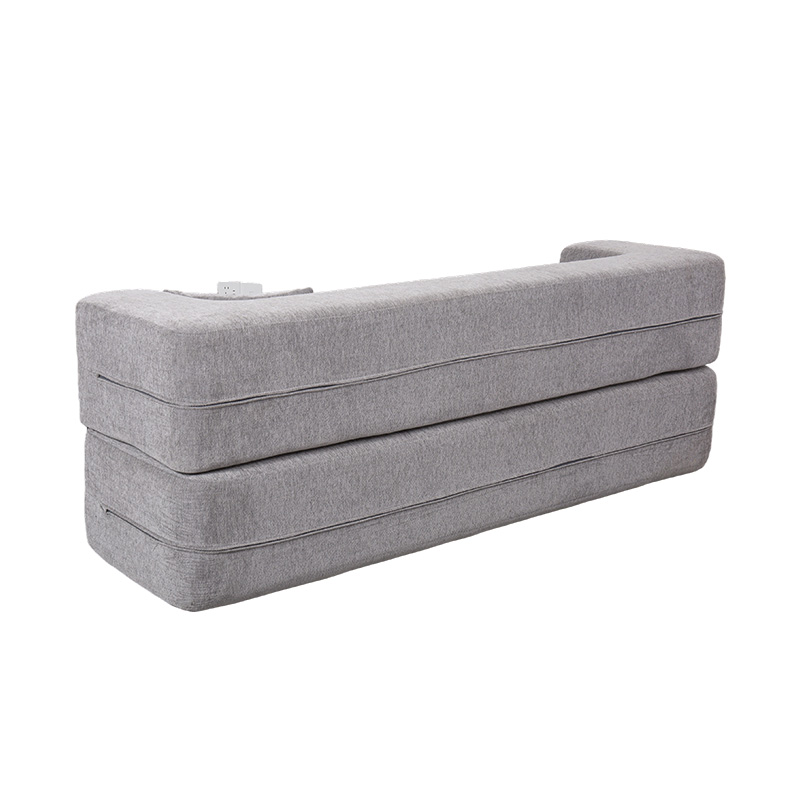 Convertible Multi-Functional Sofa Bed in Light Gray Velvet with Cushions