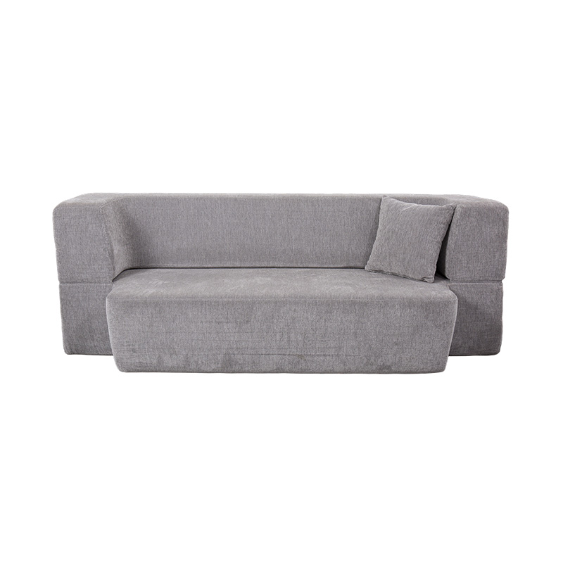 Convertible Multi-Functional Sofa Bed in Light Gray Velvet with Cushions