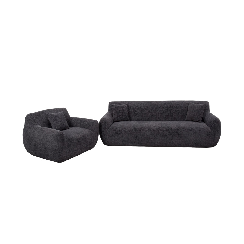 Full-Foam Hug-Style Single Sofa with Heavy Chenille Fabric and Subtle Jacquard Pattern