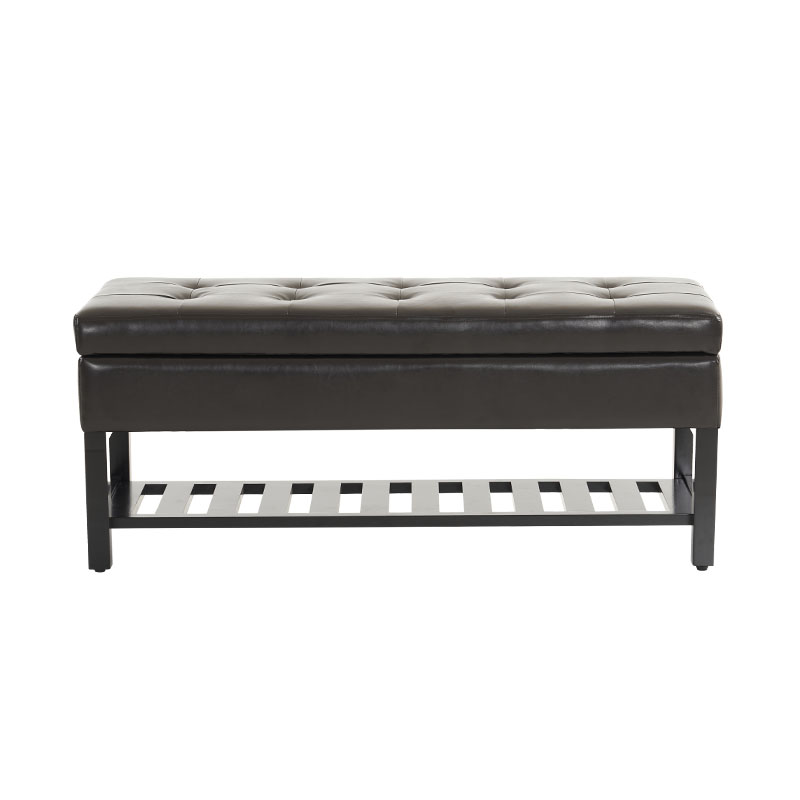Black Leather Bench With Shoe Storage
