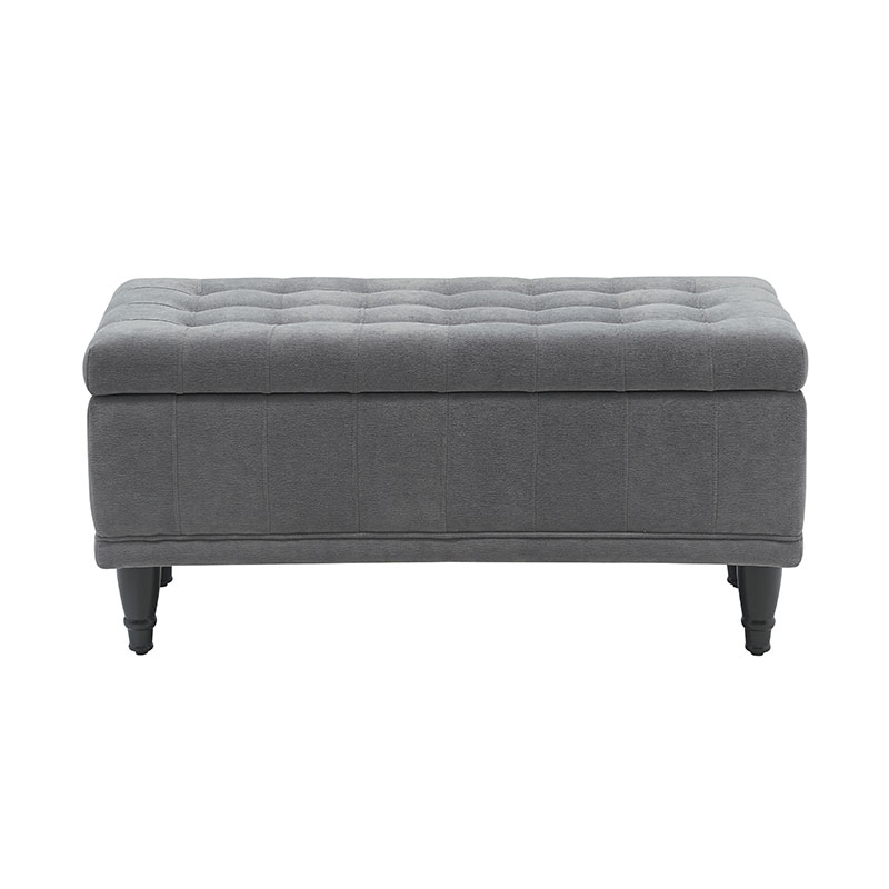 Simple Light Grey Bed End Fabric Storage Bench